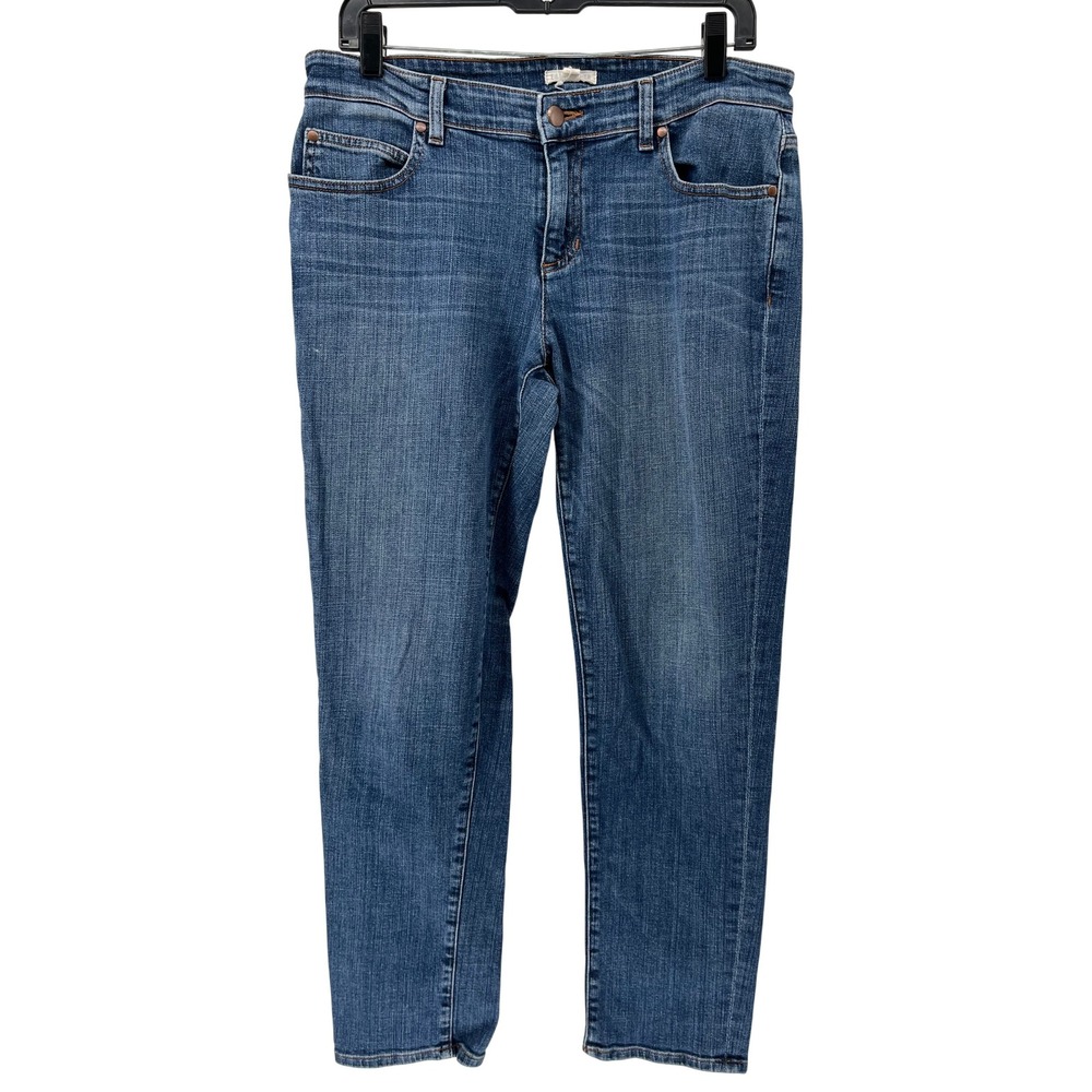 Eileen Fisher Womens Slim Leg Jeans Blue Organic Cotton Stretch Sz 8 Medium Wash